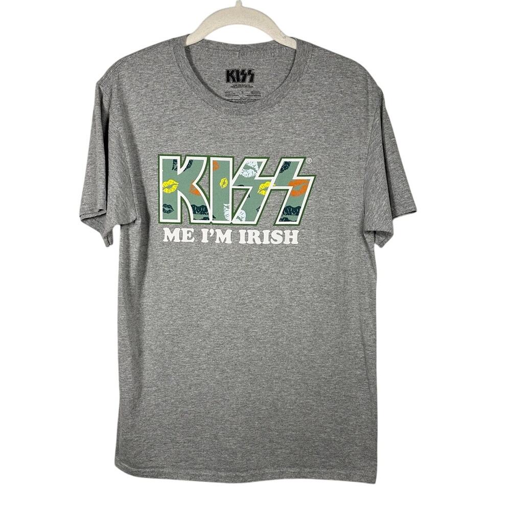 Kiss Gray Cotton Blend "Kiss Me I'm Irish" Graphic T-Shirt Women's Small